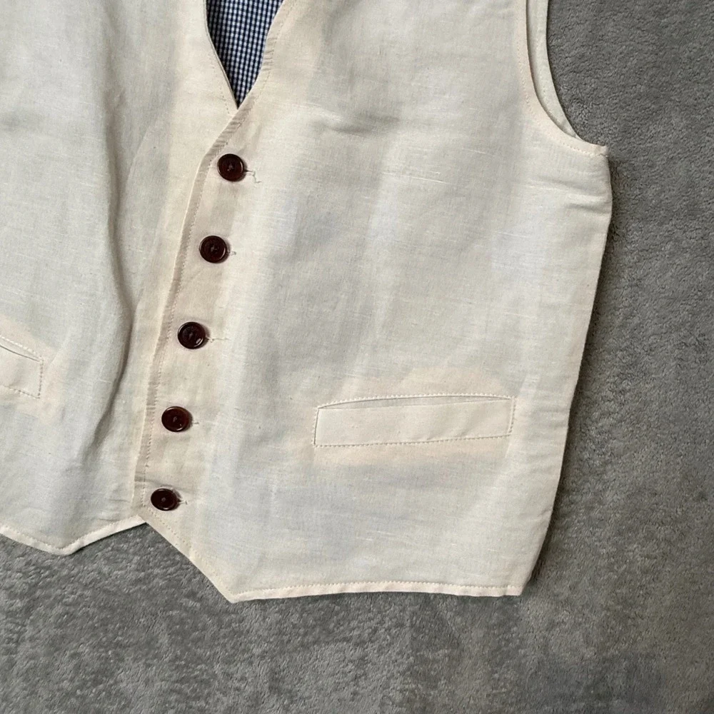 Orvis Hemp Organic Cotton Vest Mens M Gigham Plaid lined Heritage Minimalist‎